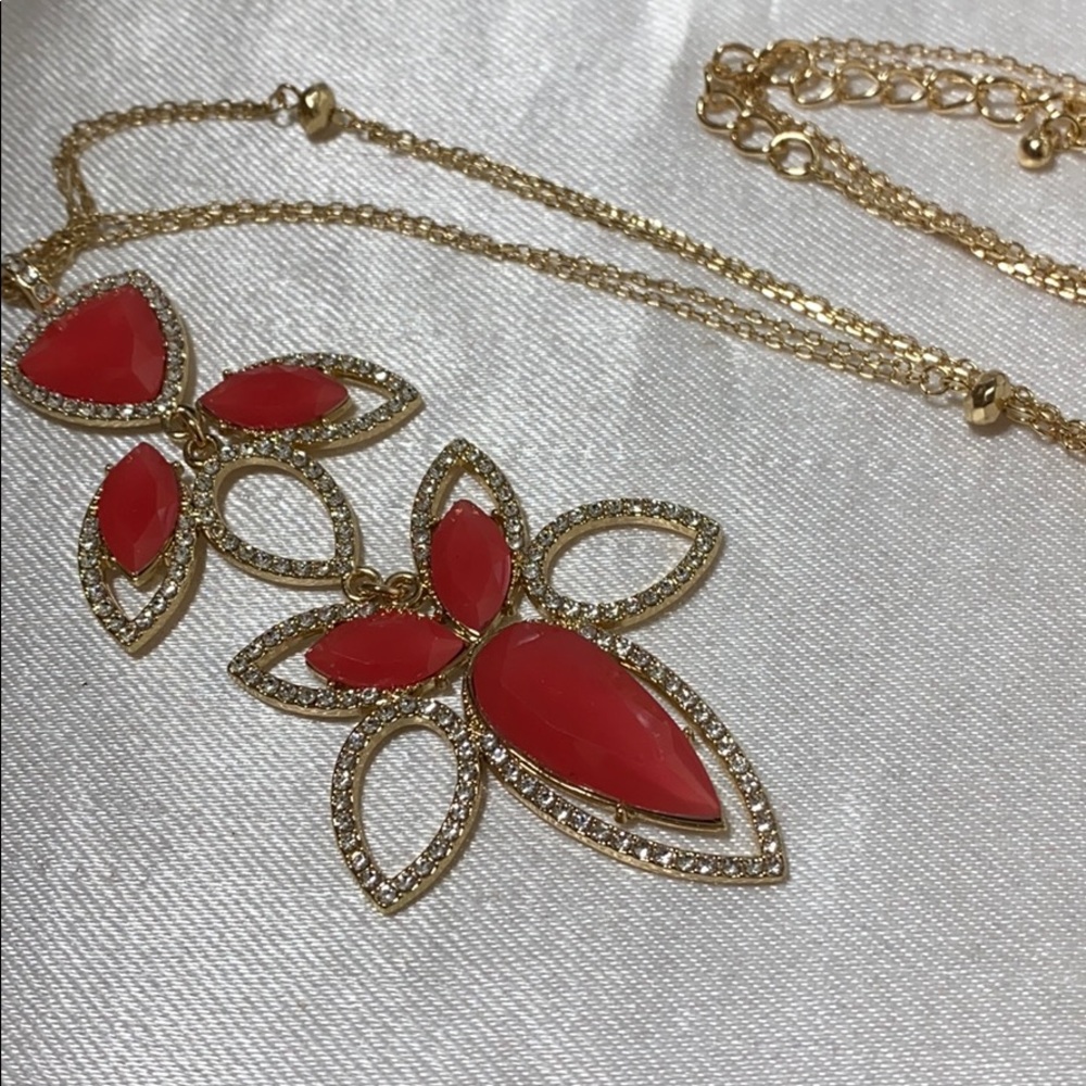New INC red long pendant necklace